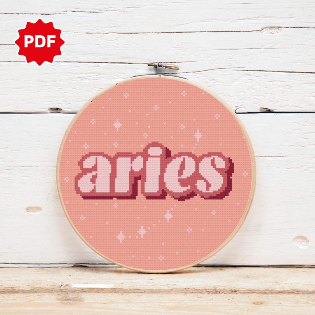 Aries Zodiac Sign Cross Stitch Pattern