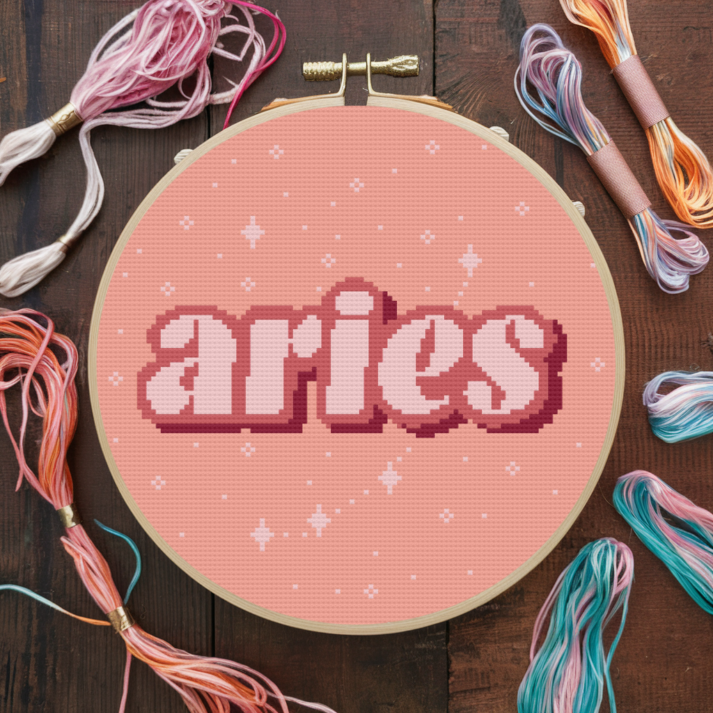 Aries Cross Stitch Pattern, Zodiac Sign Cross Stitch Pattern