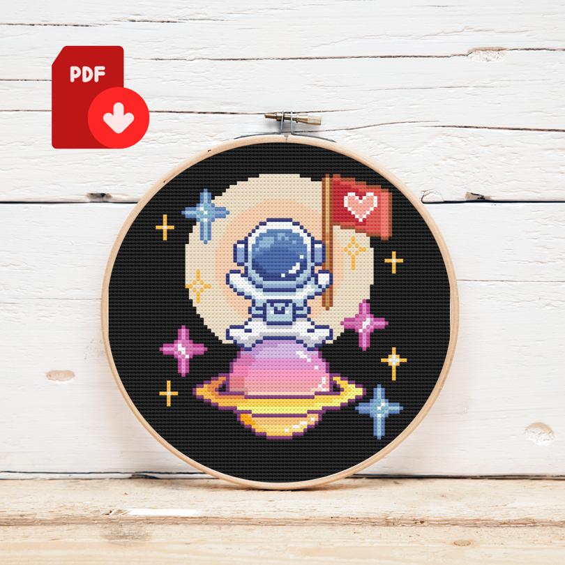 Astronaut Cross Stitch Pattern, Astronaut Cross Stitch