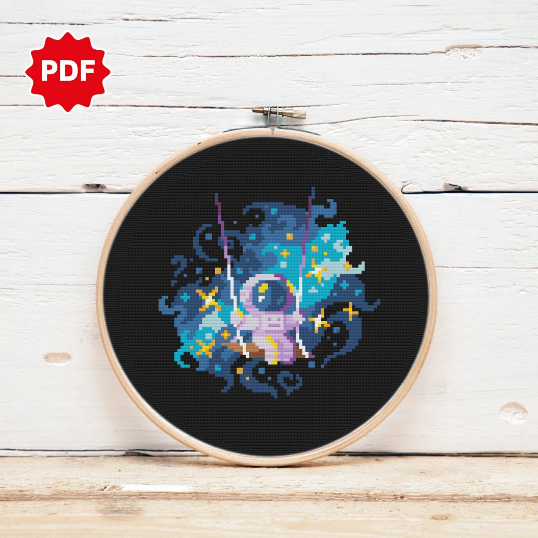 Astronaut Cross Stitch Pattern, Easy Cross Stitch