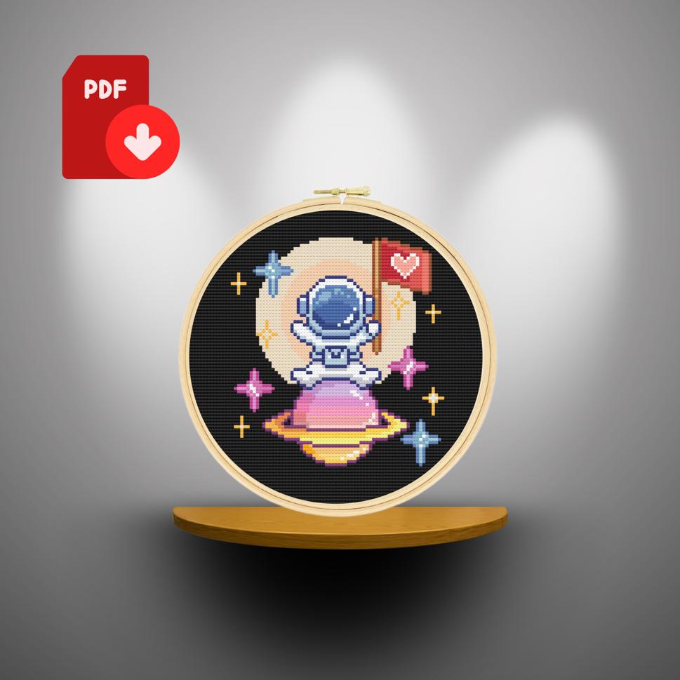 Planet Cross Stitch Pattern, Astro Cross Stitch Pattern