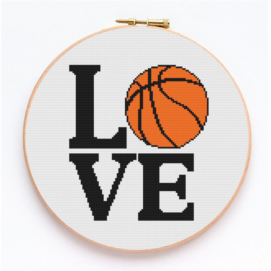 Love Basketball Cross Stitch Pattern, Sport Cross Stitch Pattern