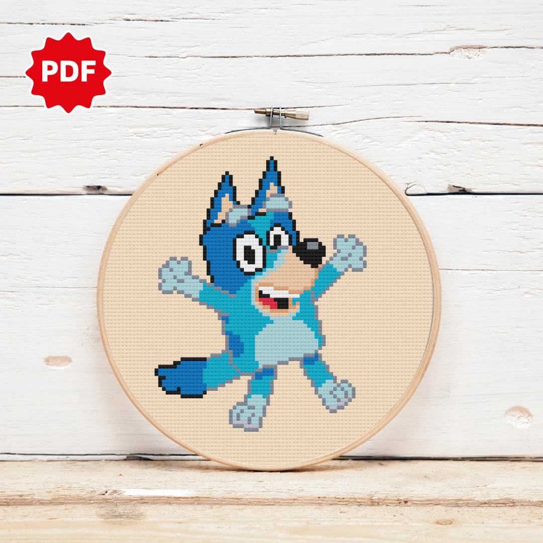 Bluey Cross Stitch Pattern, Kids Cartoon Cross Stitch