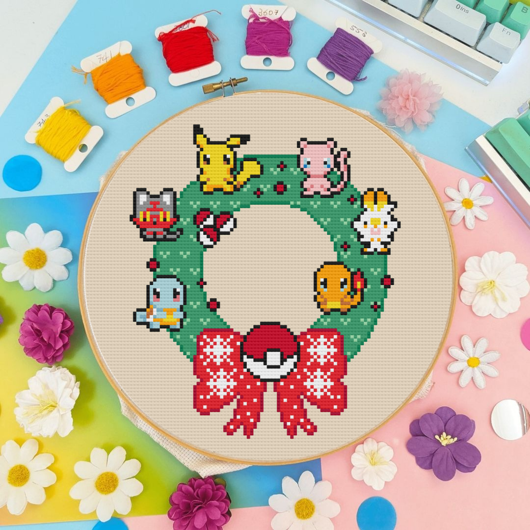 Christmas Cross Stitch Pattern, Pokemon Cross Stitch Pattern