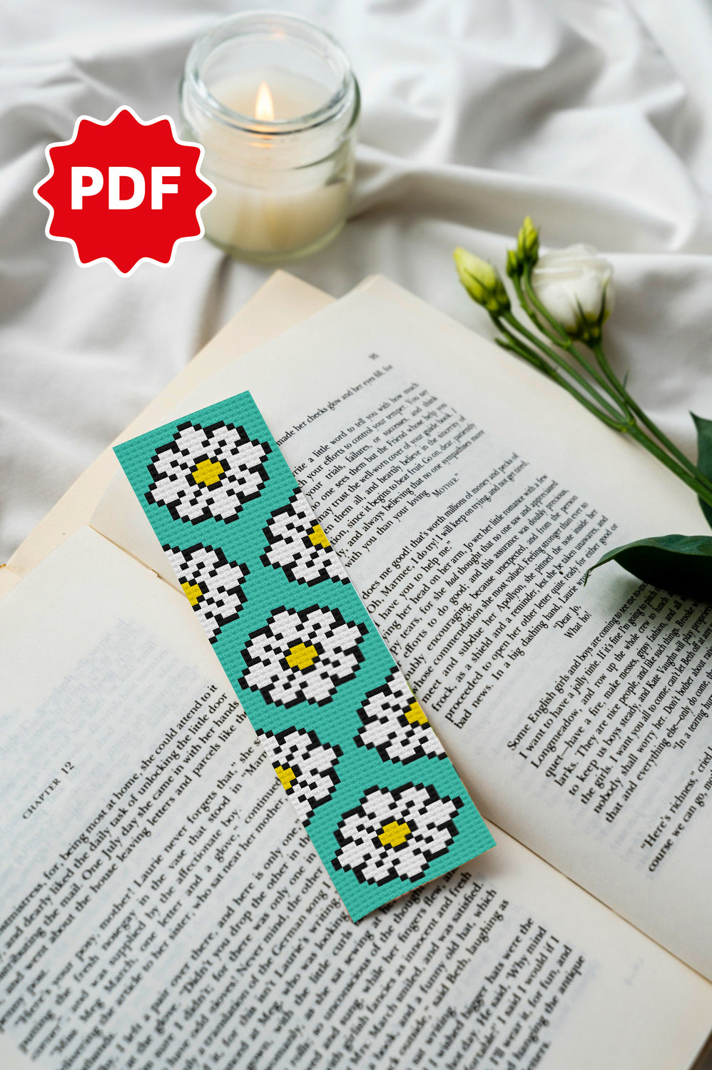Flower Bookmark Cross Stitch Pattern