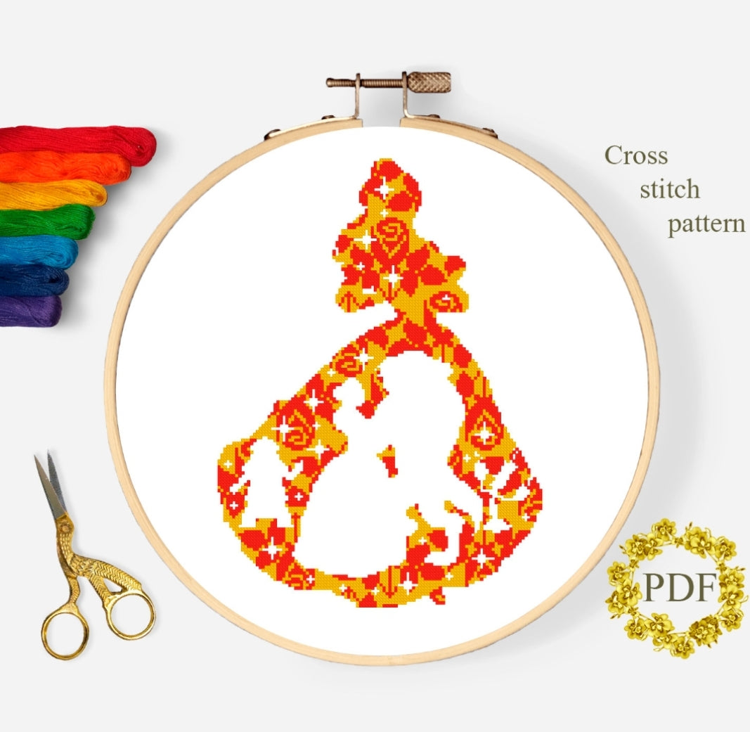 Belle Cross Stitch Pattern, Disney Cross Stitch Pattern