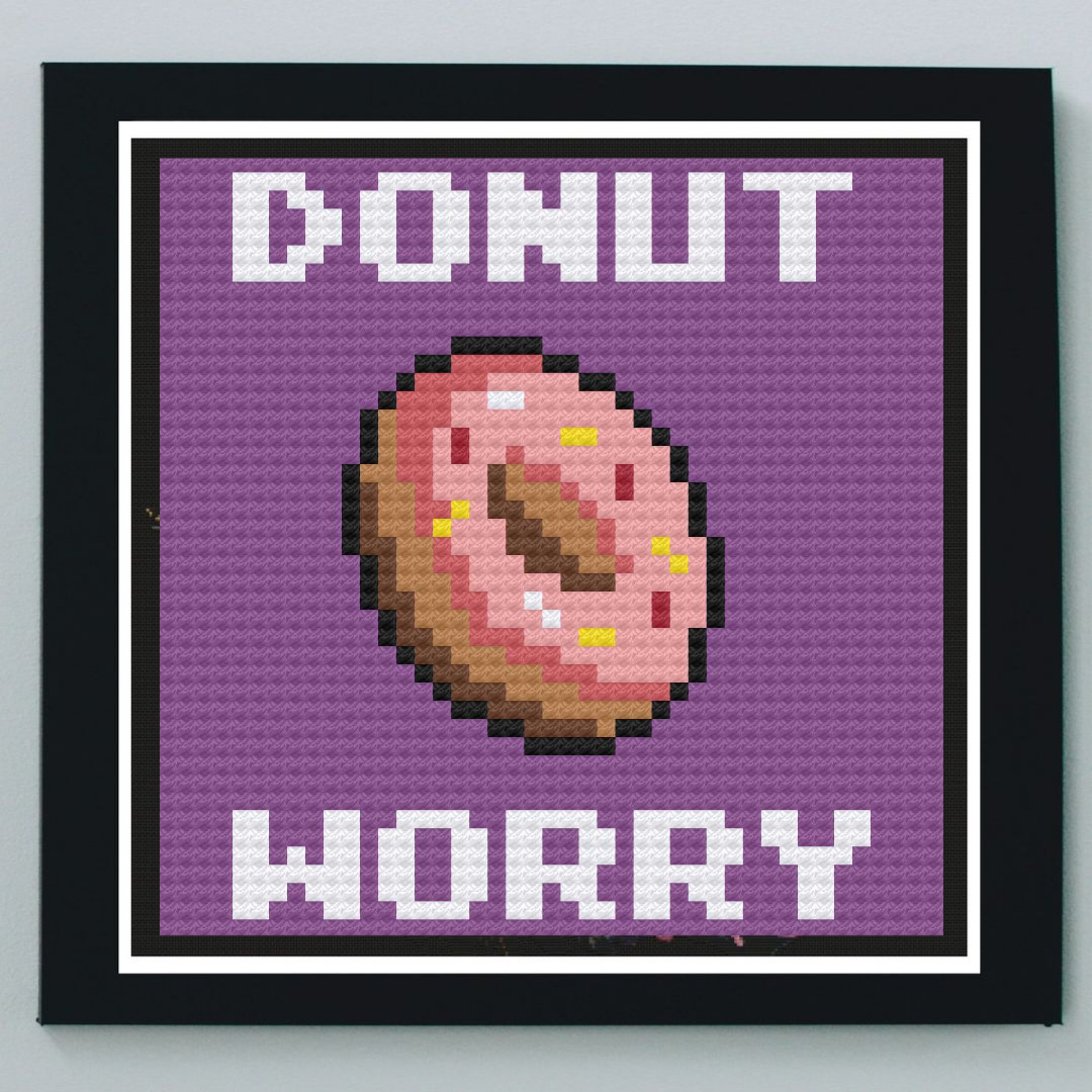 Donut Cross Stitch Pattern, Donut Worry Embroidery