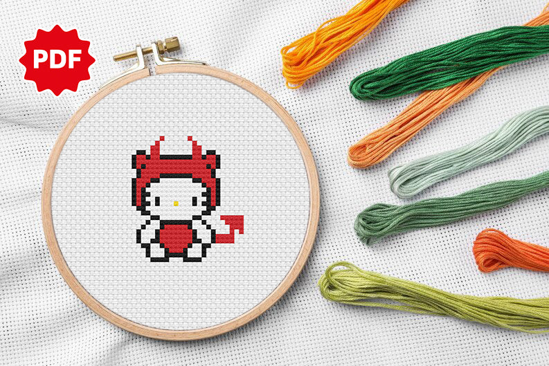 Hello Kitty Counted Cross Stitch Pattern