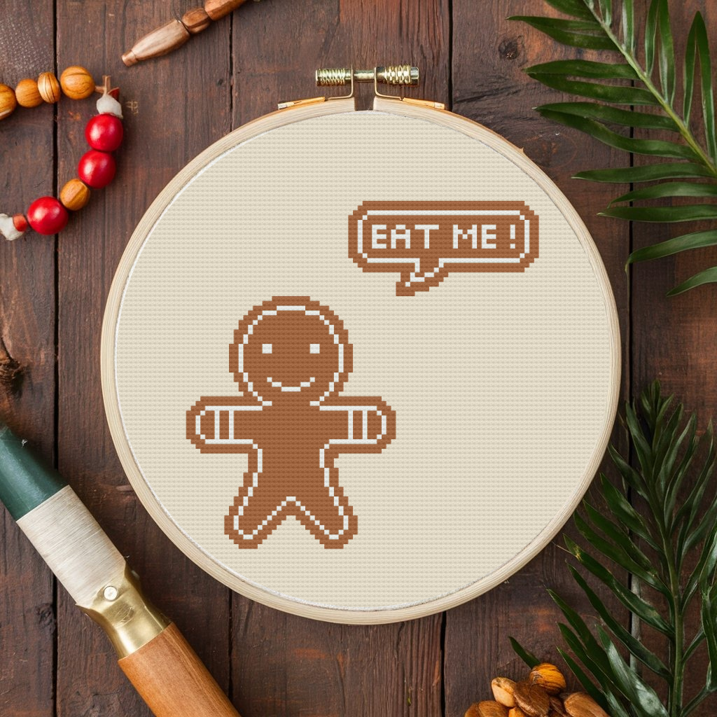 GingerBread Man Cross Stitch Pattern, Christmas Cross Stitch Pattern