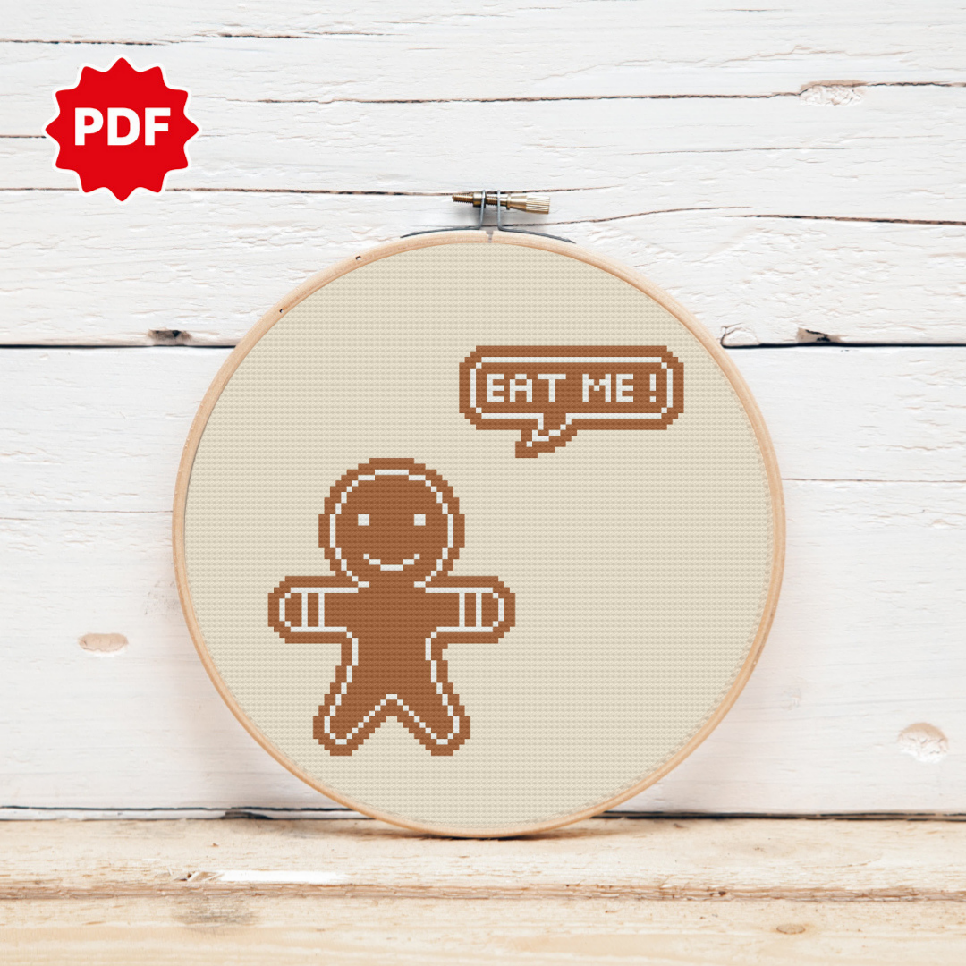 Christmas Cross Stitch Pattern, GingerBread Man Cross Stitch Pattern
