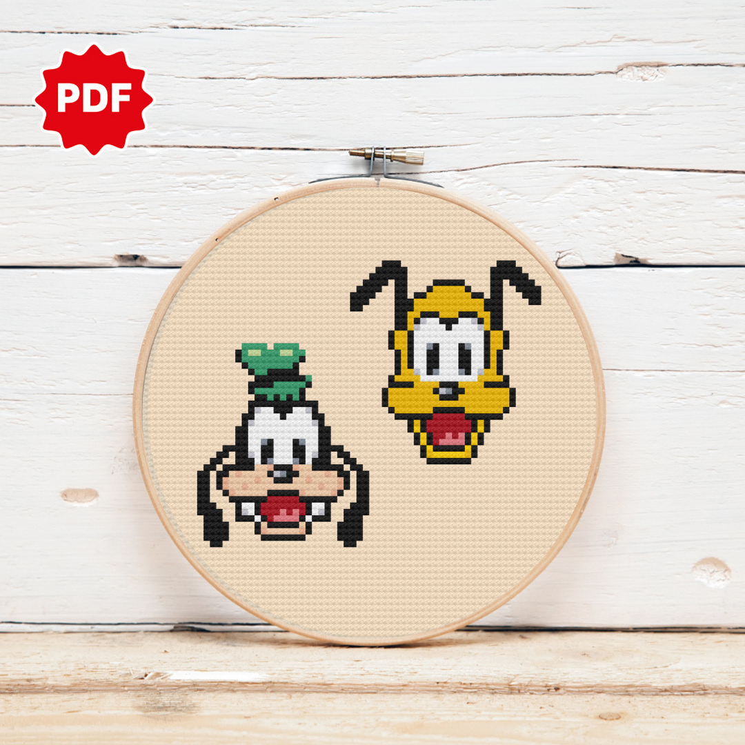 Goofy And Pluto Cross Stitch Pattern