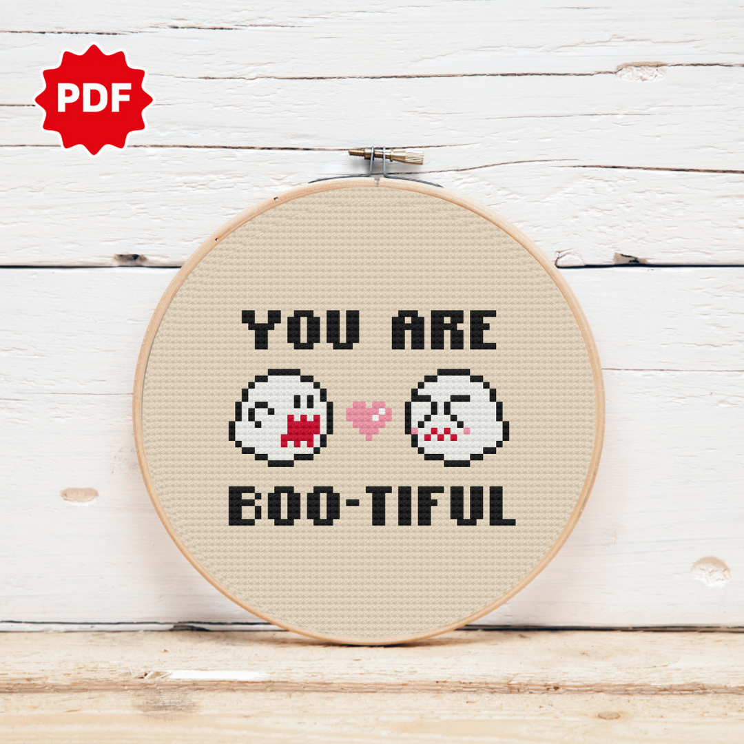 Ghost Cross Stitch Pattern, Halloween Cross Stitch Pattern, Super Mario Cross Stitch Pattern
