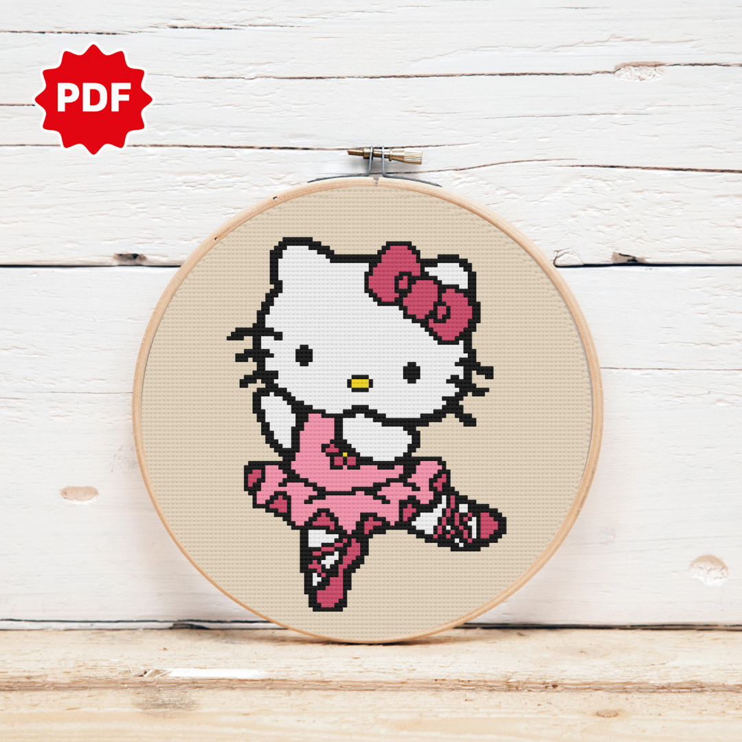 Ballerina Cross Stitch Pattern, Hello Kitty Cross Stitch Pattern