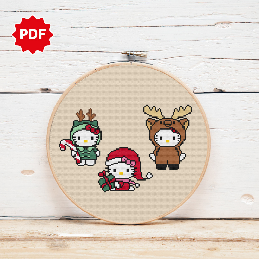 Helo Kitty Christmas Cross Stitch Pattern