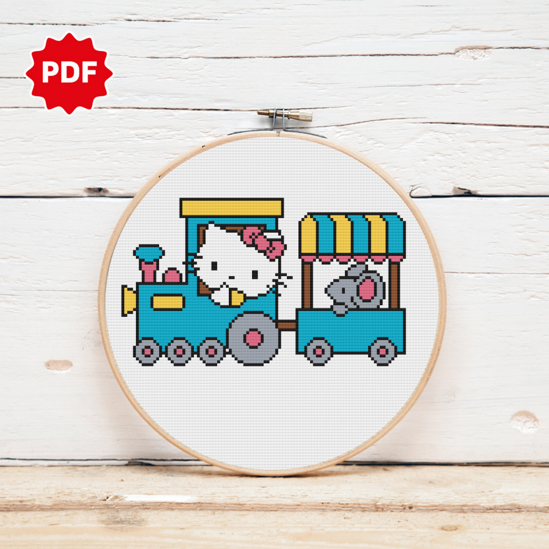 Train Cross Stitch Pattern, Hello Kitty Cross Stitch Pattern