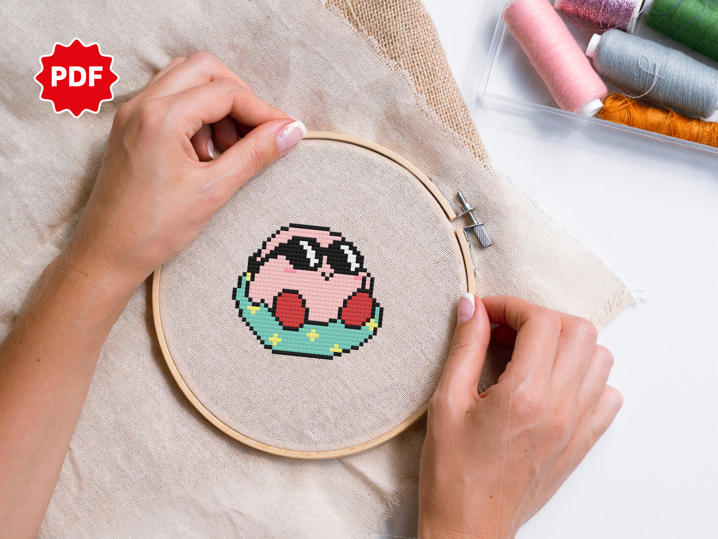 Kirby Funny Cross Stitch Pattern
