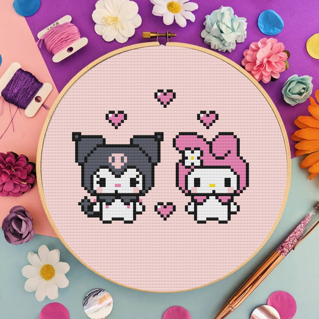 Kawaii Cross Stitch Pattern, Kuromi Cross Stitch Pattern, Cross Stitch For Beginners