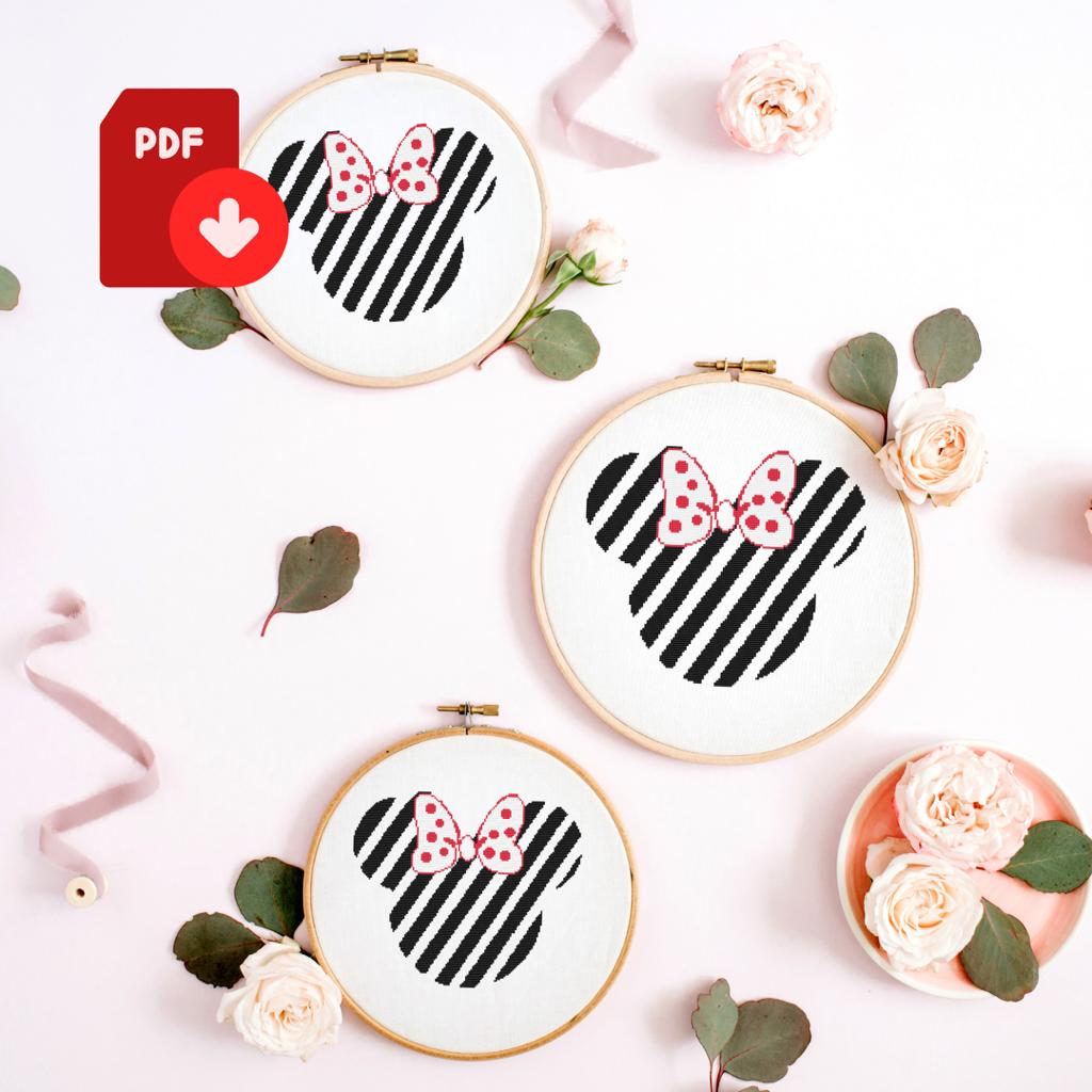 Minnie Silouhette Cross Stitch Pattern, Disney Counted Cross Stitch Pattern