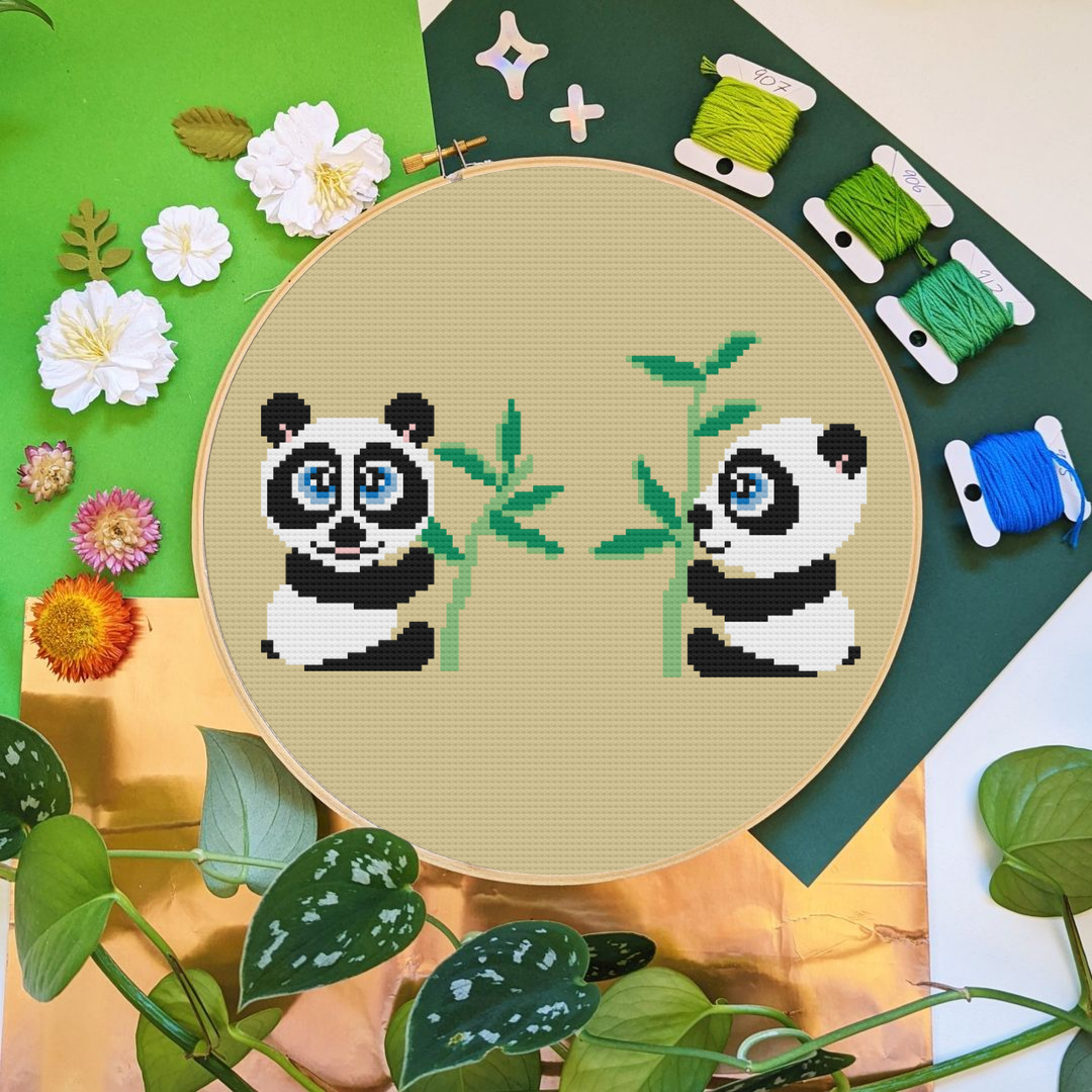 Panda Cross Stitch Pattern, Animals Cross Stitch Pattern
