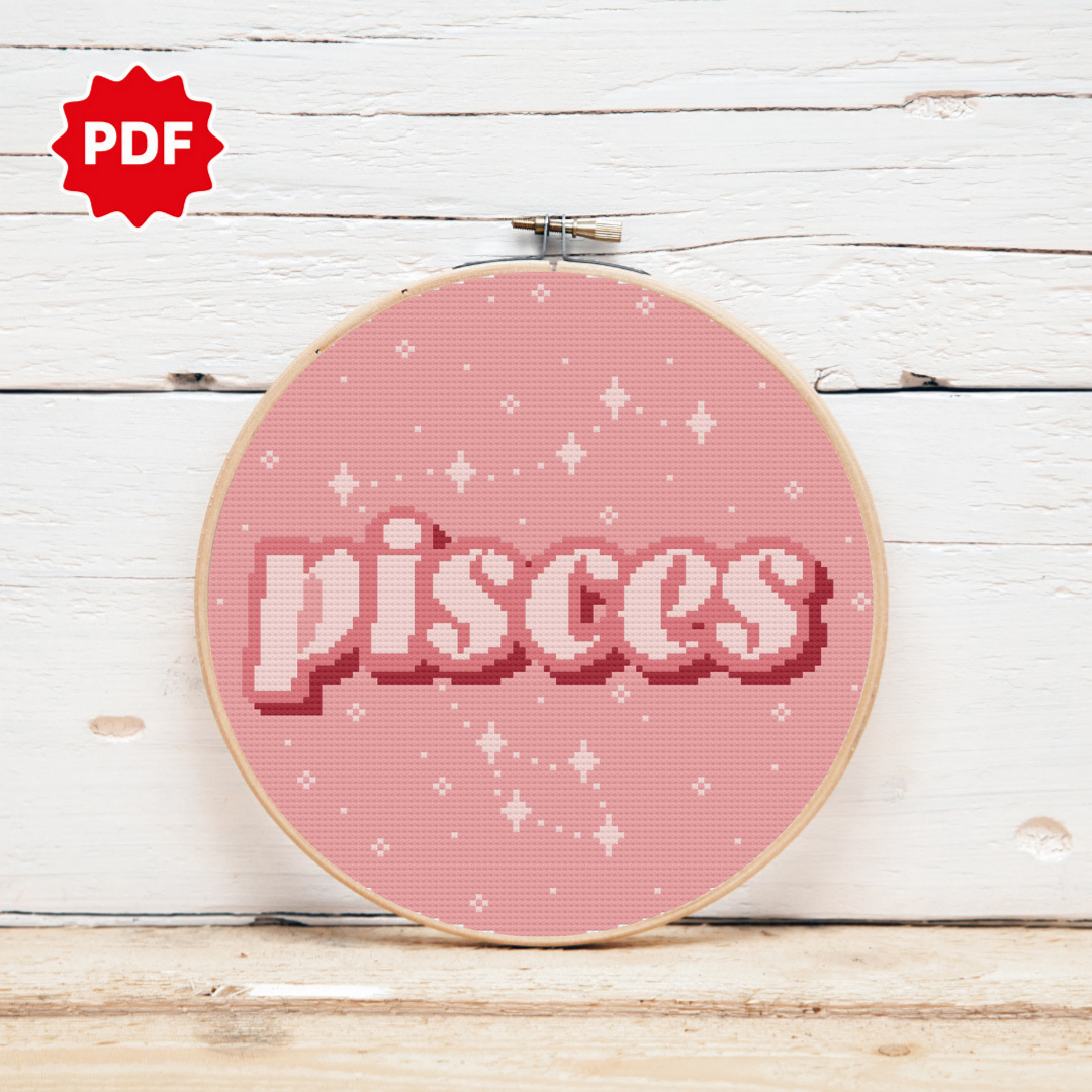 Zodiac Signs Cross Stitch Pattern, Pisces cross Stitch Pattern