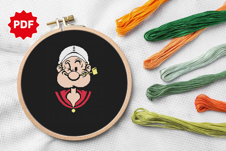 Popeye The Sailor Cross Stitch Pattern