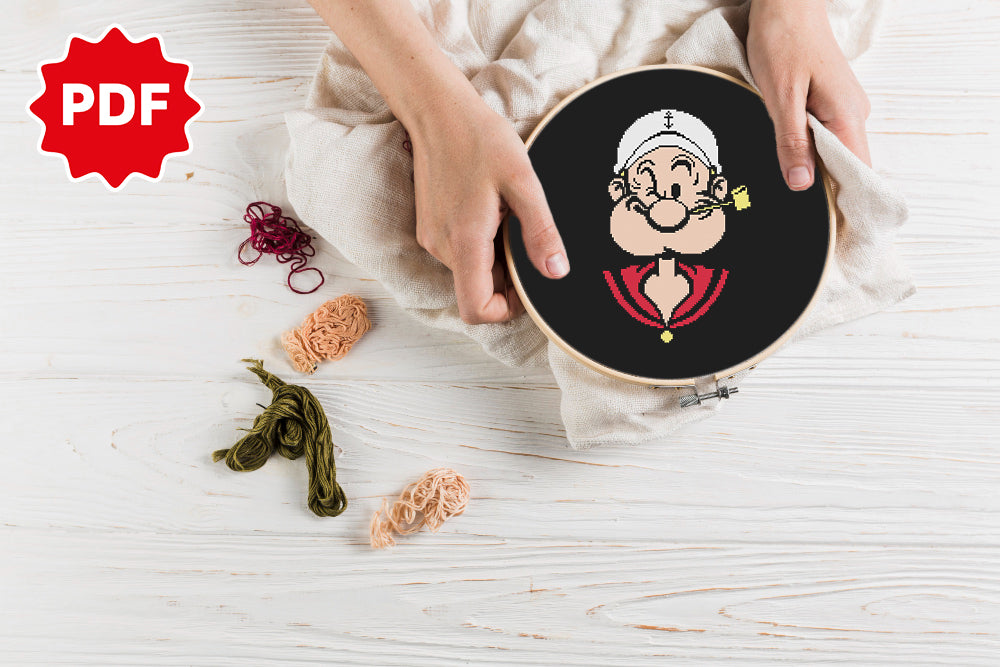 Popeye Counted Cross Stitch Pattern