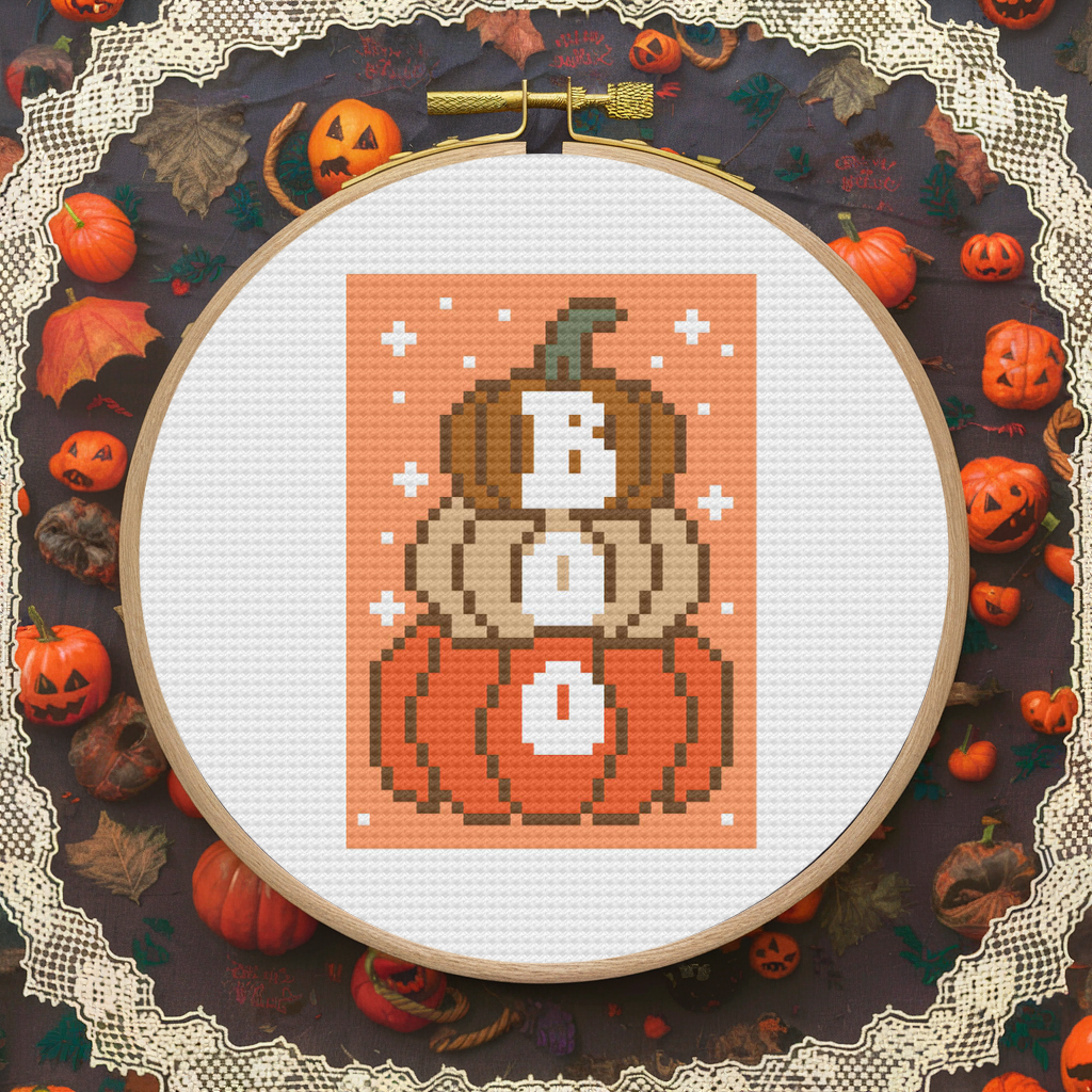 Pumpkin Halloween Cross Stitch Patter, Halloween Cross Stitch Pattern