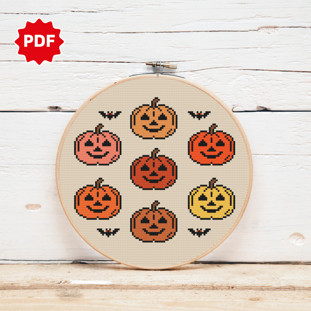 Halloween Cross Stitch, Pumpkin Cross Stitch
