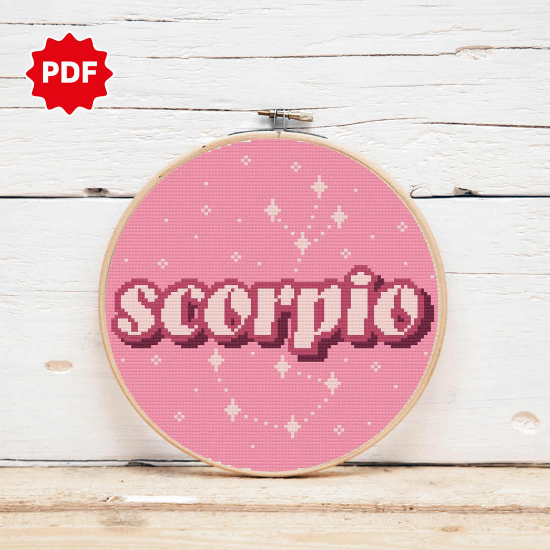 Zodiac Sign Cross Stitch Pattern, Scorpio Cross Stitch