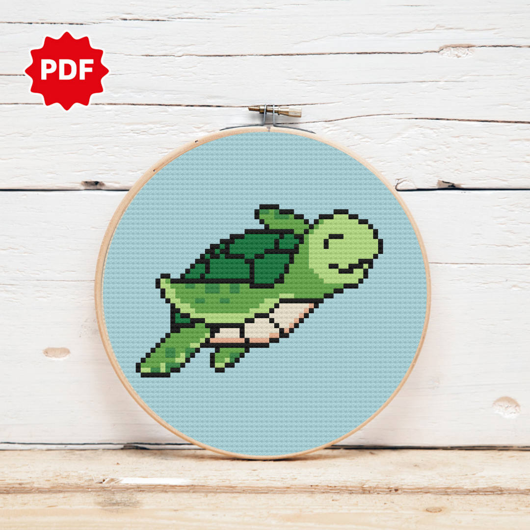 Tortoiseshell Cross Stitch Pattern, Sea Turtle Cross Stitch