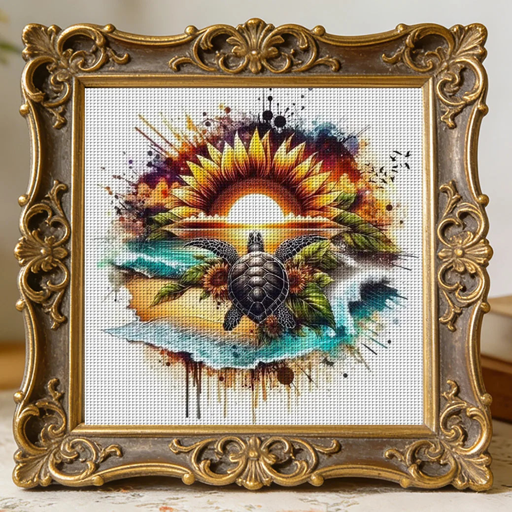Sea Turtle Counted Cross Stitch Kit For Beginner