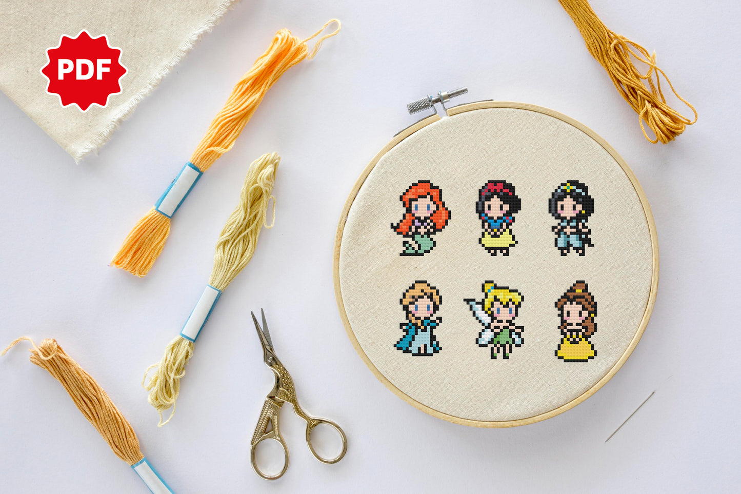 Small Disney Princess Cross Stitch Pattern | Instant Download
