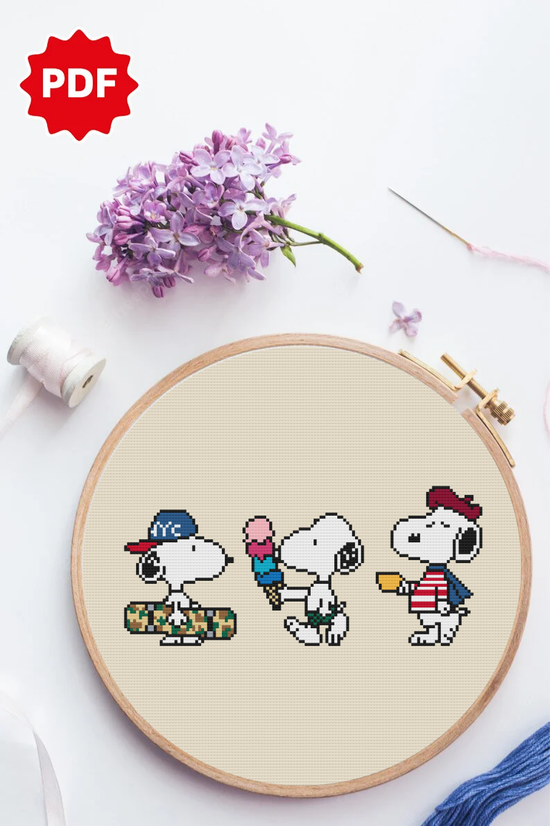 Tiny Cross Stitch Pattern, Snoopy Counted Cross Stitch