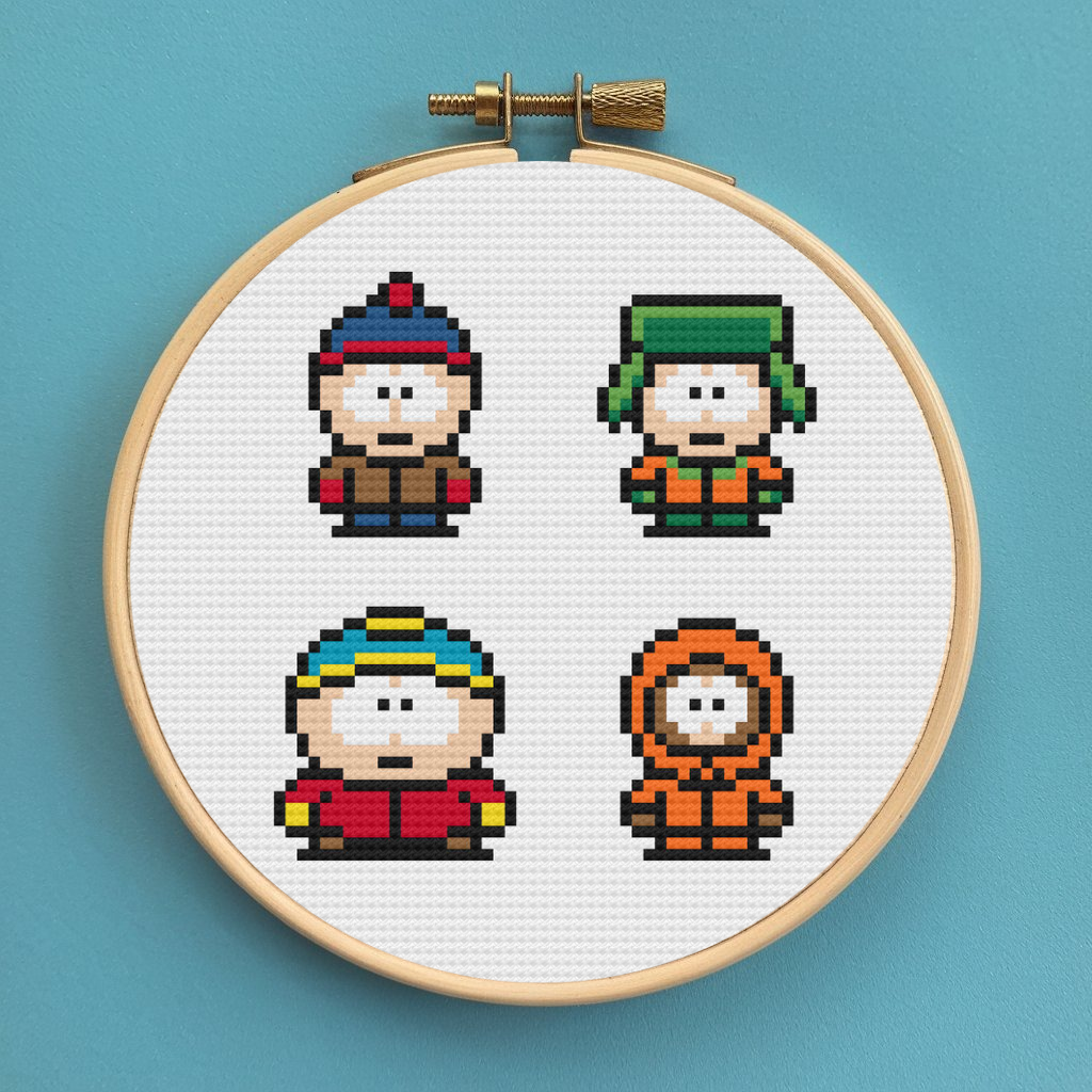 Kenny And Cartman Cross Stitch Pattern, South Park Cross Stitch Pattern