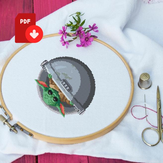 Baby Yoda Cross Stitch Pattern