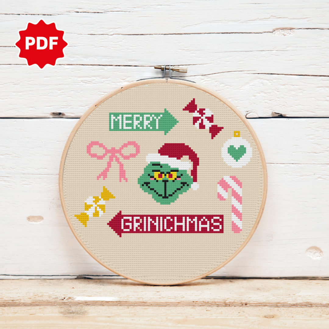Christmas Cross Stitch Pattern, Grinch Cross Stitch Pattern