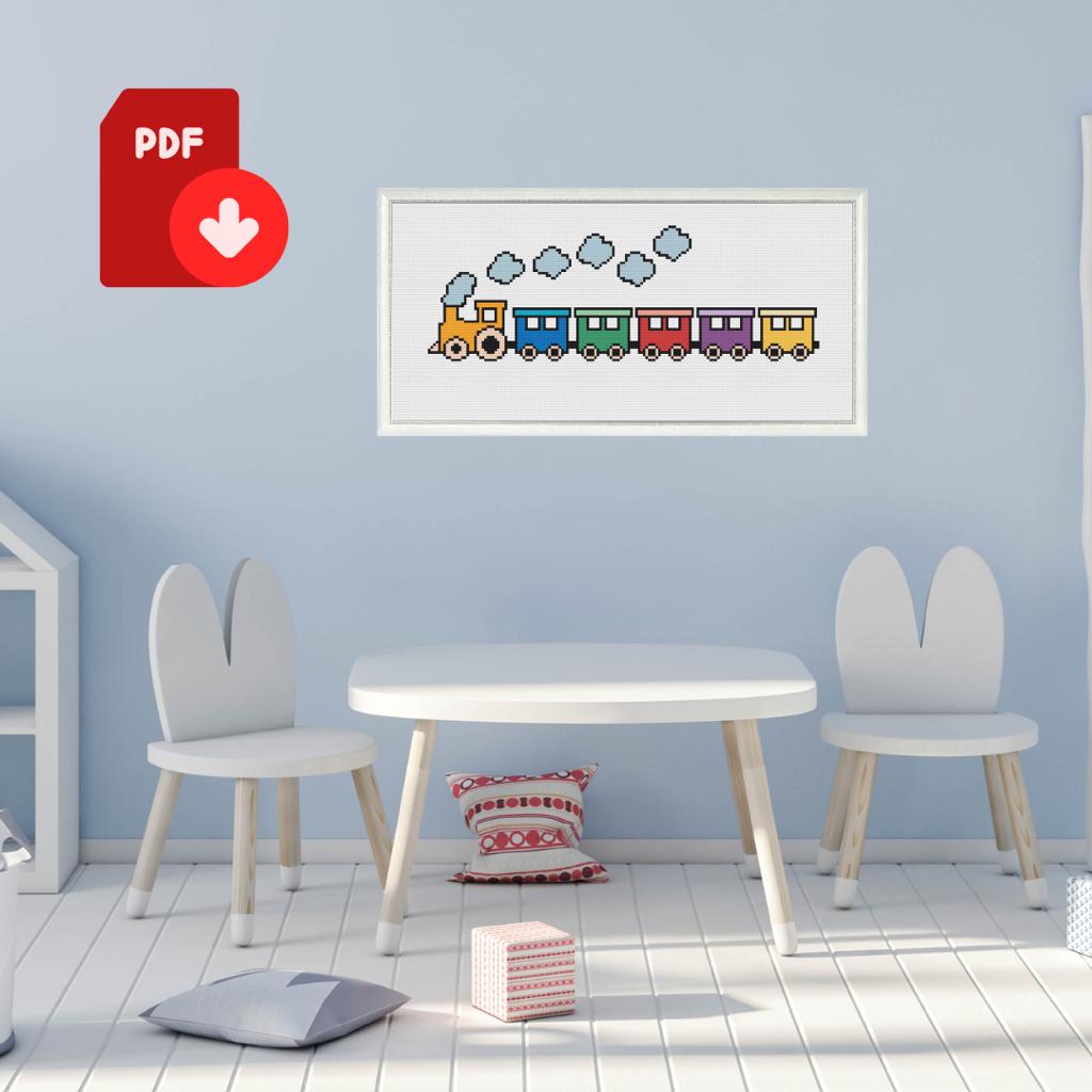 Colorful Train Cross Stitch Pattern