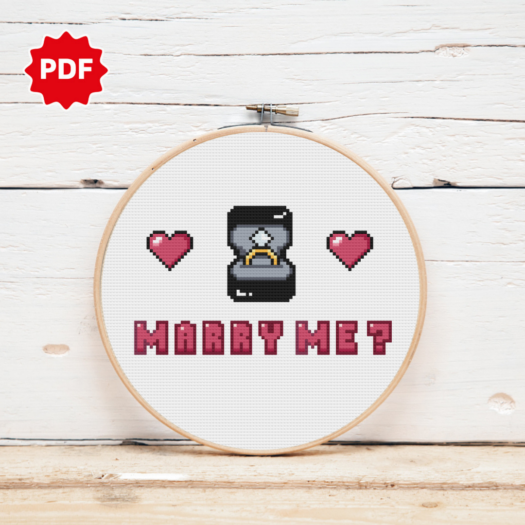 Marry Me Cross Stitch Pattern, wedding Cross Stitch Pattern