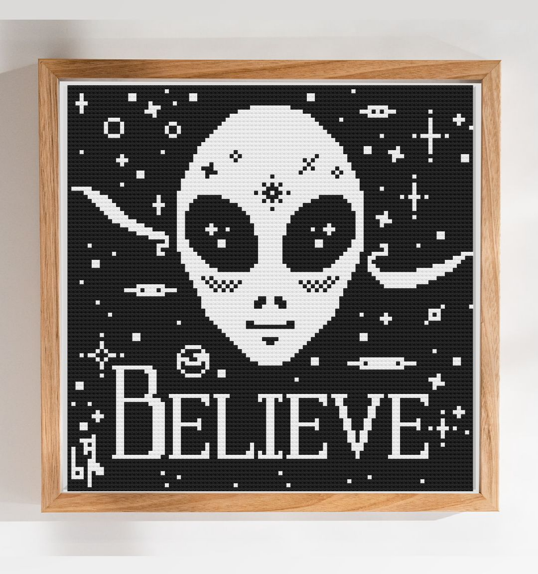 Alien Cross Stitch Pattern, Ufo Cross Stitch Pattern, Believe Cross Stitch