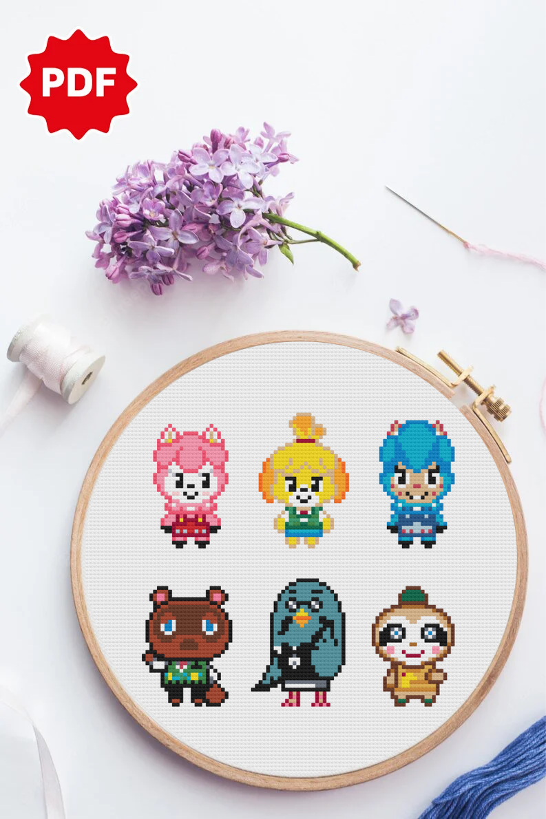 Nintendo Switch Cross Stitch Pattern, Animal Crossing Cross Stitch