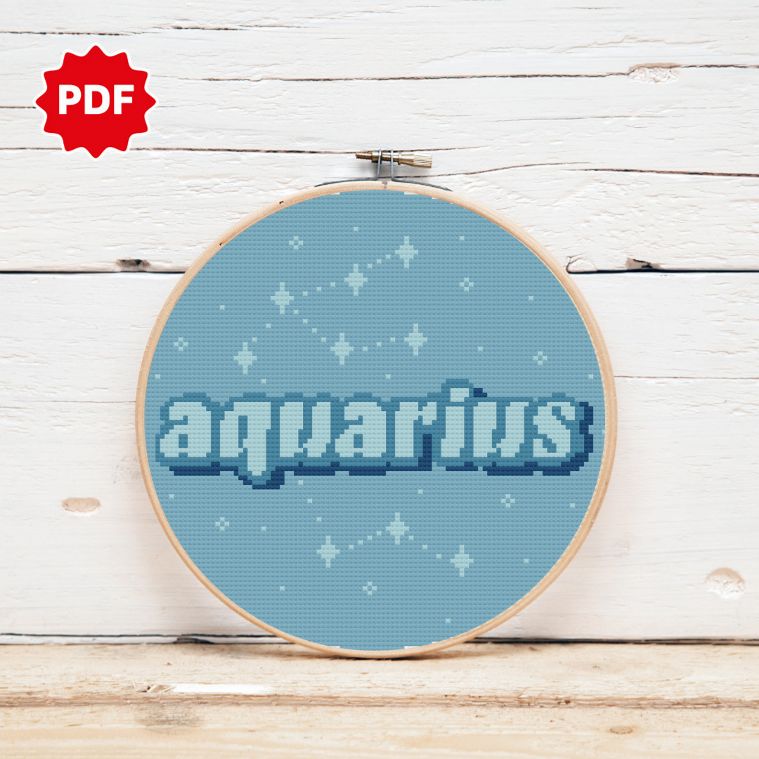 Aquarius Cross Stitch Pattern, Simple Cross Stitch