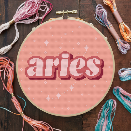 Aries Cross Stitch Pattern, Zodiac Sign Cross Stitch Pattern 