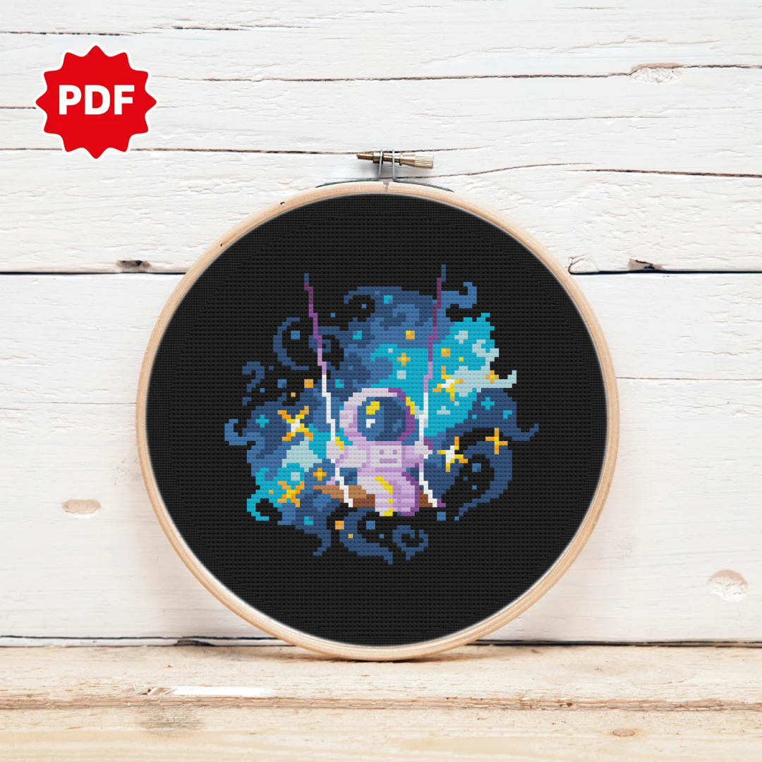 Astronaut Cross Stitch Pattern, Easy Cross Stitch 