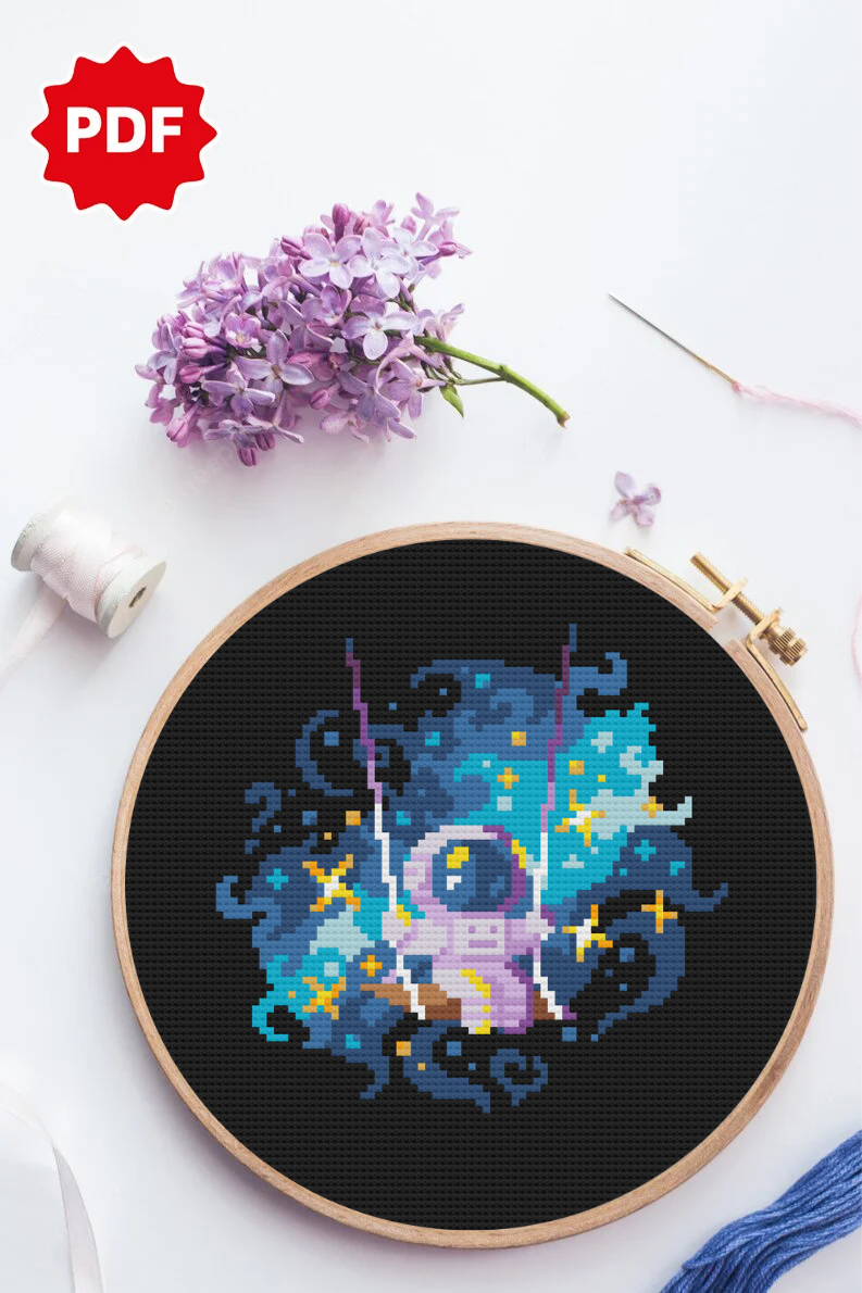 Astronaut Cross Stitch With Simple Clear Instructions