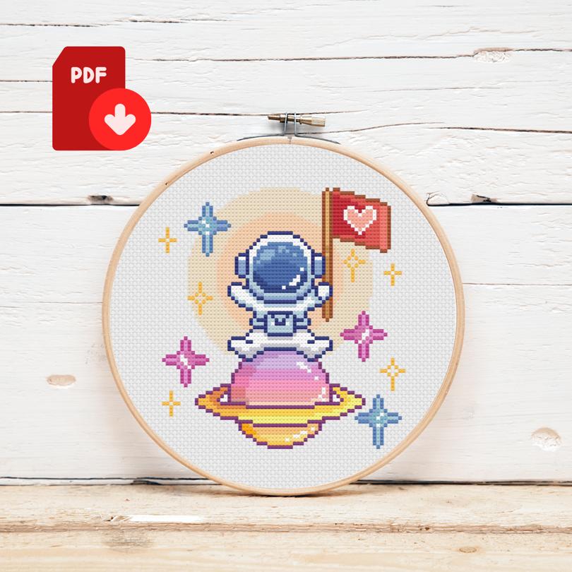 Cute Astronaut Cross Stitch Pattern