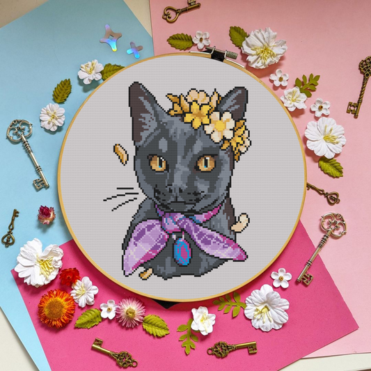 Black Cat Cross Stitch Pattern