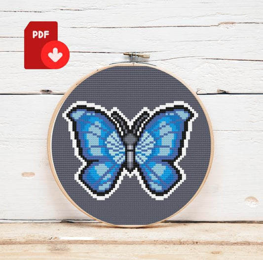 Blue Butterfly Cross Stitch Pattern
