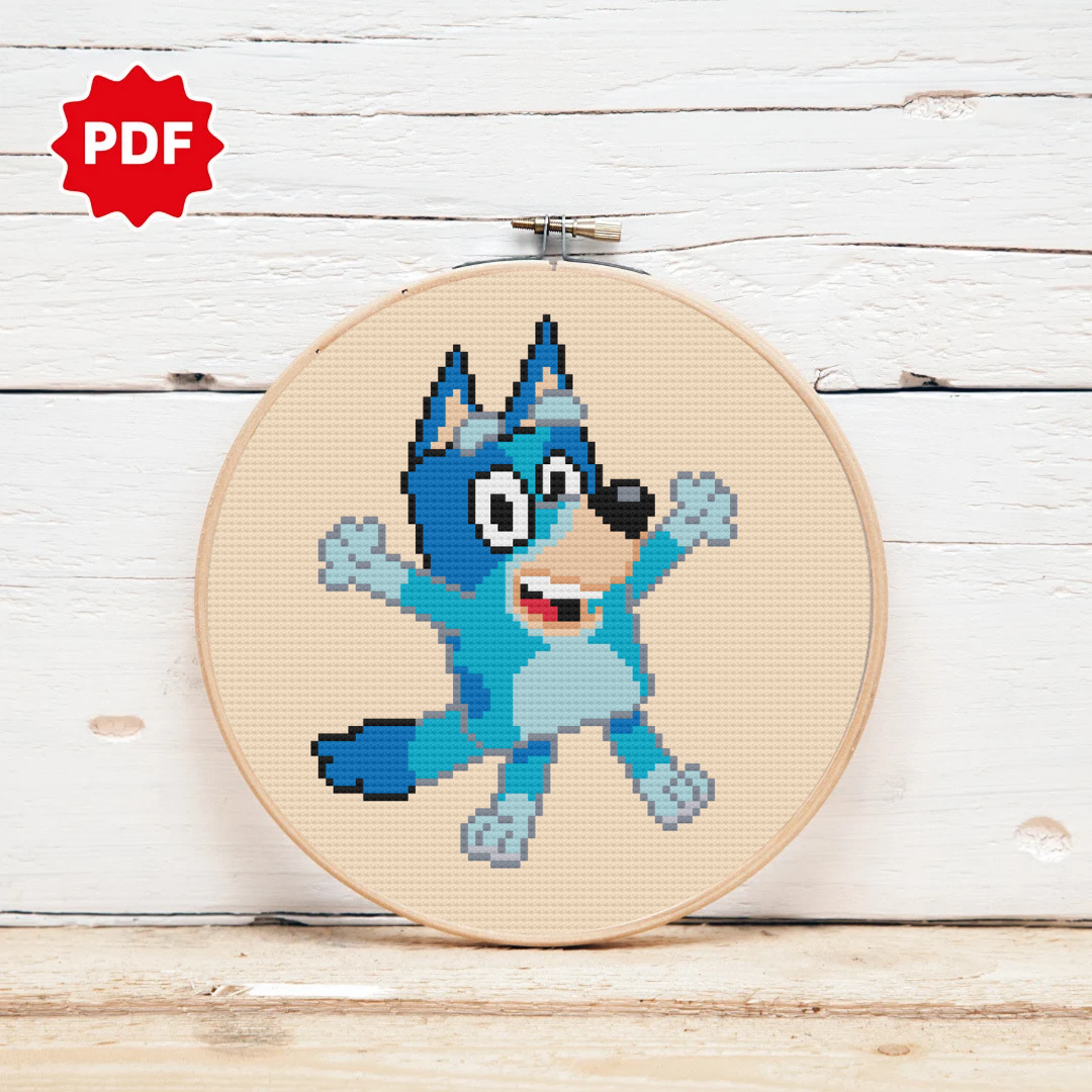 Bluey Cross Stitch Pattern, Kids Cartoon Cross Stitch 