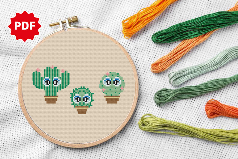 Small Counted Cross Stitch, Cactus Cross Stitch Pattern