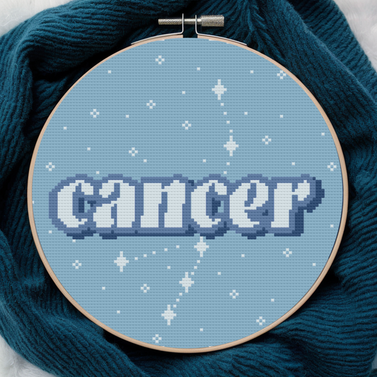 Cancer Cross Stitch Pattern, Zodiac Sign Cross Stitch Pattern